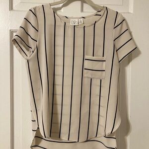 BP Cream and Black Striped Short Sleeve airy blouse